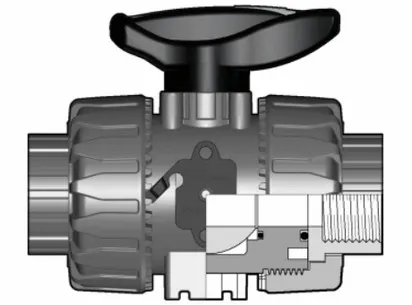 Шаровой кран промышленного применения VKD с резьбовыми окончаниями (уплотнение FKM) PP-H R1/2'' (DN15)