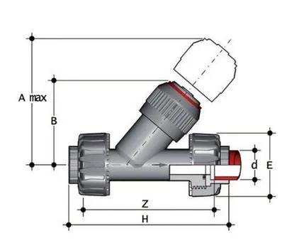 Фото Угловой обратный клапан VR c муфтовыми окончаниями (уплотнение FKM) PP-H d40 (DN32)