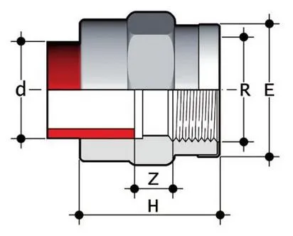 Фото Переходная муфта с ВР, раструбная сварка PP-H FIP PN10 25x3/4