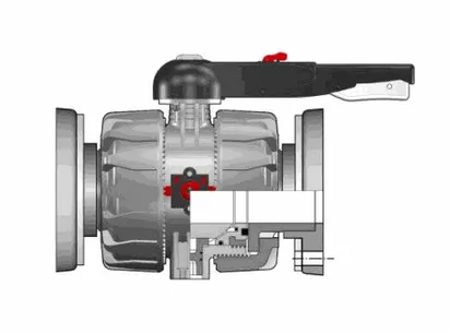 Шаровой кран промышленного применения VKD С фланцевыми окончаниями (уплотнение EPDM) PP-H d110 (DN100)