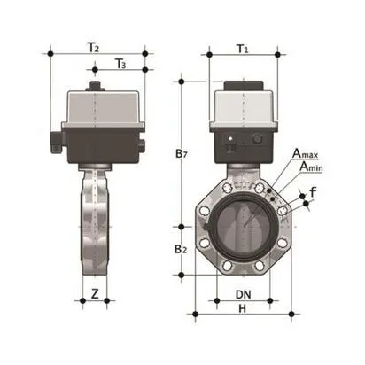 Фото Дисковый затвор FK ПВДФ с эл.приводом 90-240V AC 50-60Hz d50 (DN40)