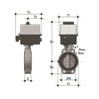Фото Дисковый затвор общего применения FE ПВХ c эл.приводом 90-240V, EPDM, FIP d75 (DN65)