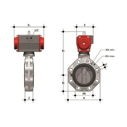 Фото Дисковый затвор FK с пневмоприводом ДвД (уплотнение EPDM) PP-H d110 (DN100)