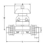 Фото Мембранный клапан IDK ПВДФ c муфтовыми окончаниями d90 (DN80)