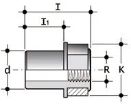 Фото Адаптер с внутренней резьбой PP-H FIP SDR11 PN6 32x1