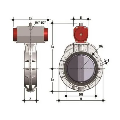 Фото Дисковый затвор FK с пневмоприводом НО (уплотнение EPDM) PP-H d16'' (DN400)
