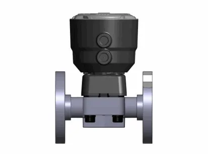 Мембранный клапан DK ПВХ с пневмоприводом НЗ, PN6, фланцевые окончания, EPDM, FIP d40 (DN32)