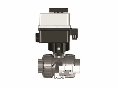 Шаровой кран для регулирования потока VKR ПВХ с эл.приводом 90-240V, муфтовые окончания, FIP d50 (DN40)