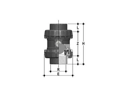 Фото Шаровой обратный клапан SXE ПВХ; с резьбовыми окончаниями; DN65-100, EPDM, FIP R21/2'' (DN65)