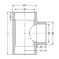 Фото Тройник переходной для раструбной сварки 90° PP-H IPS PN10 63x32