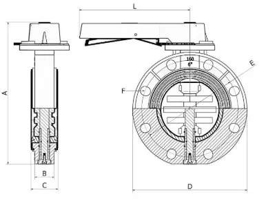 Фото Затвор дисковый ХПВХ с рукояткой EPDM Comer d160 (DN150)