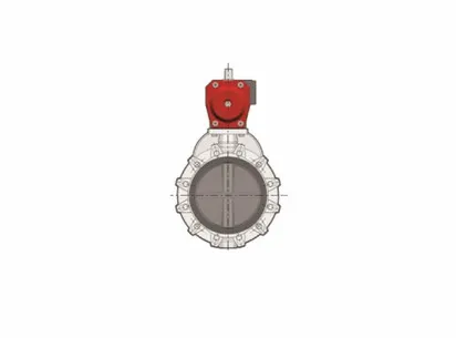 Дисковый затвор промышленного применения FK ПВХ c пневмоприводом НЗ, EPDM, FIP d12" (DN300)