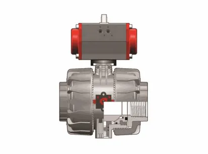 Шаровой кран промышленного применения VKD ПВХ с пневмоприводом, EPDM, FIP R2 1/2'' (DN65)