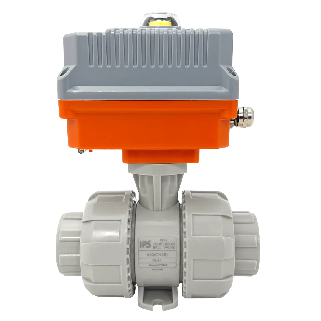 Шаровой кран IVKD ПП-гомополимер с эл.приводом 220V AC, муфтовые окончания, EPDM, IPS d75 (DN65)