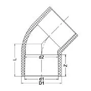 Фото Отвод для раструбной сварки 45° PP-H IPS PN10 d40
