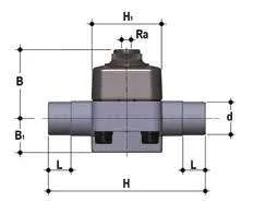Фото Мембранный клапан ПВХ с пневмоприводом прямого действия, DK, EPDM, FIP d63 (DN50)