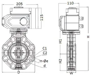 Дисковый затвор IFK PP-H с электрическим приводом 220V AC, FKM, IPS d110 (DN100)