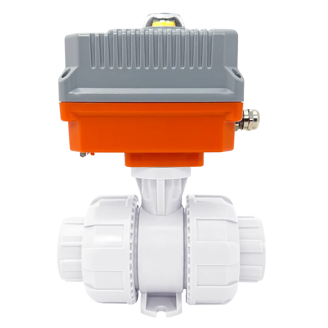 Шаровой кран IVKD ПВДФ с эл.приводом 24V DC, муфтовые окончания, FKM, IPS d25 (DN20)