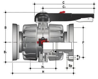 Фото Шаровой кран VKD ПВДФ c фланцевыми окончаниями, DN65-100 d75 (DN65)