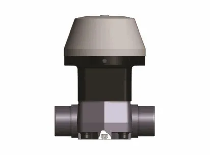 Мембранный клапан VM с пневмоприводом НЗ с втулочными окончаниями (уплотнение EPDM/мембрана EPDM) PP-H d90 (DN80)