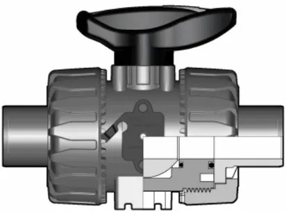 Шаровой кран VKD ПВДФ c втулочными окончаниями d20 (DN15)