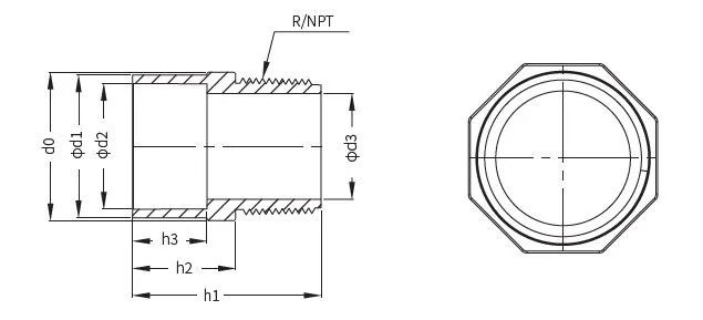 Фото Редукционная муфта ПВДФ с НР для стыковой сварки PN 16 20х1/2"