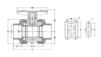 Фото Шаровой кран IVKD ПВДФ c муфтовыми окончаниями d20 (DN15)