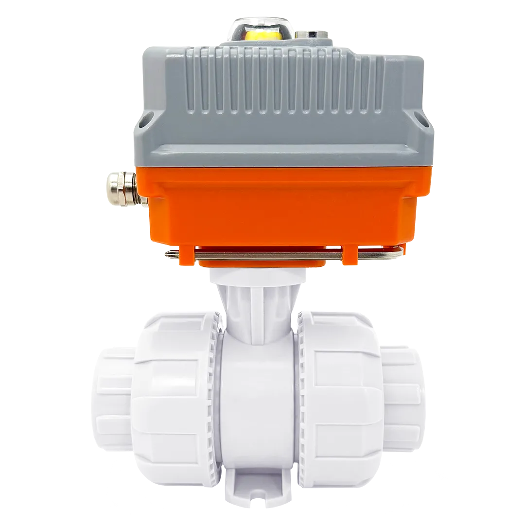 Изображение Шаровой кран IVKD ПВДФ с эл.приводом 220V AC, муфтовые окончания, EPDM, IPS d20 (DN15)