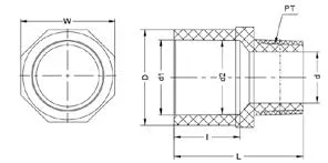 Фото Муфта ХПВХ IPS PN16 40x1 1/4''