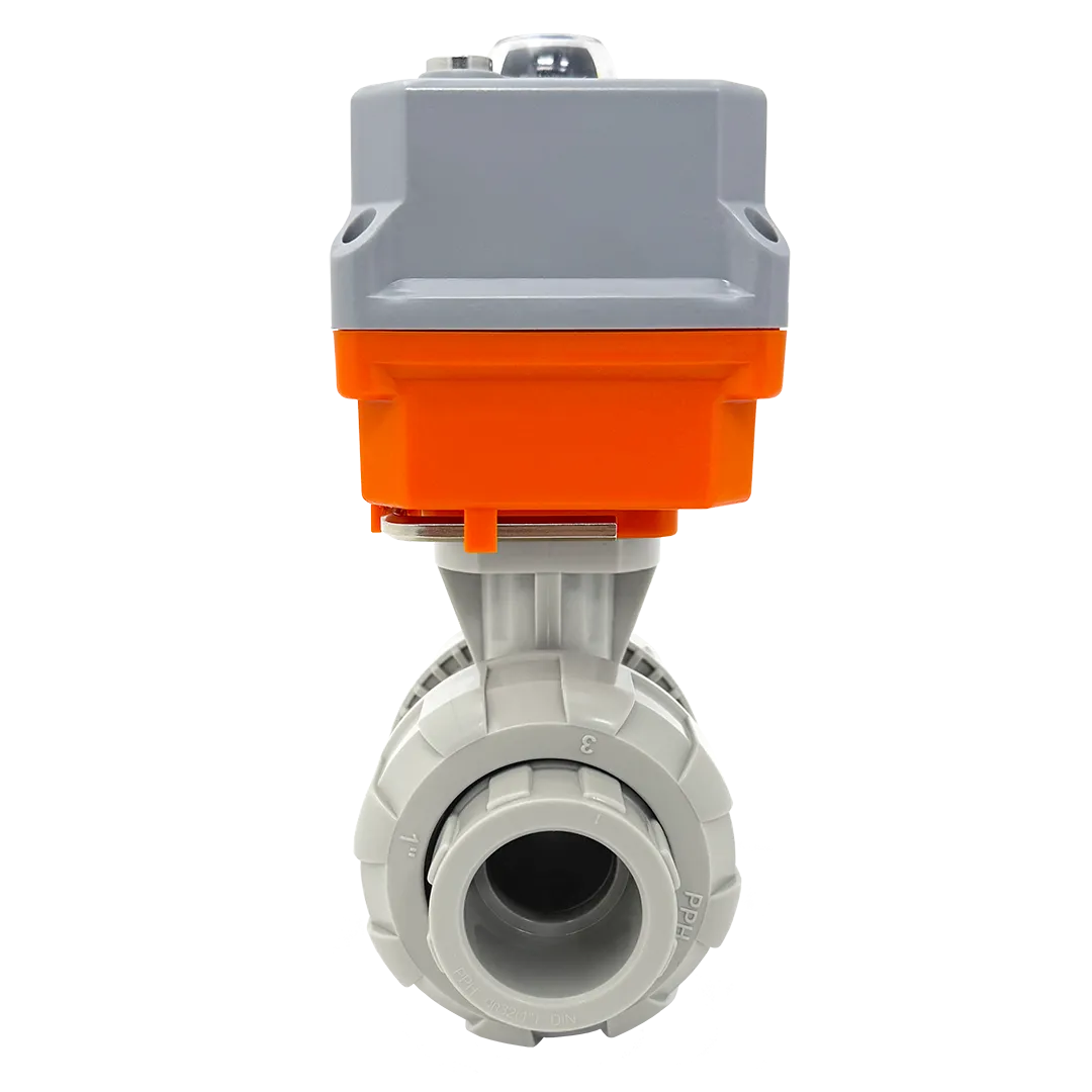 Фото Шаровой кран IVKD ПП-гомополимер с эл.приводом 24V DC, муфтовые окончания, EPDM, IPS d25 (DN20)