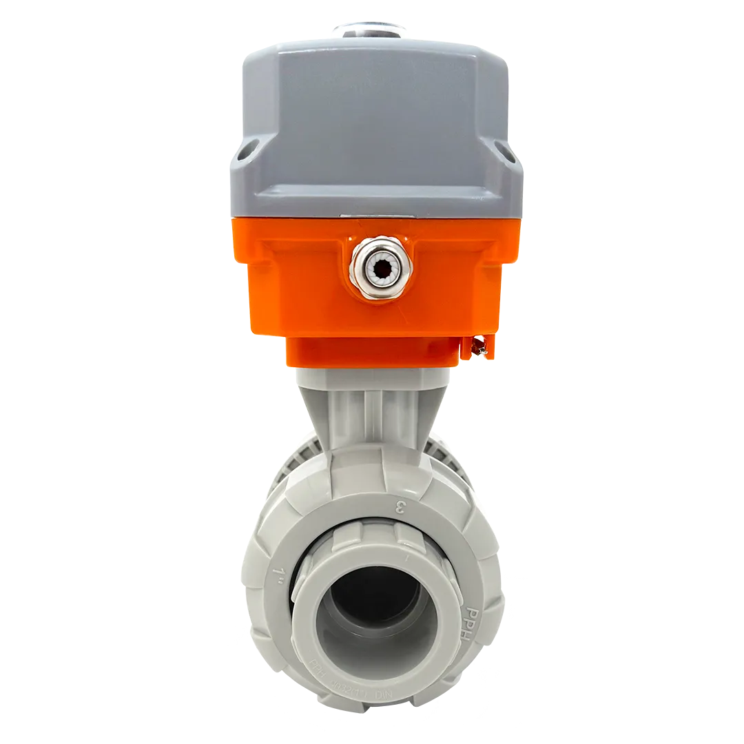 Шаровой кран IVKD ПП-гомополимер с эл.приводом 24V DC, муфтовые окончания, EPDM, IPS d20 (DN15) фотография