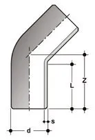 Фото Отвод 45° для стыковой сварки PP-H FIP SDR11 PN6 d40