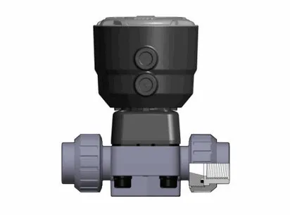 Мембранный клапан DK ПВХ с пневмоприводом НЗ, PN6, резьбовые окончания, EPDM, FIP R1 1/4'' (DN32)