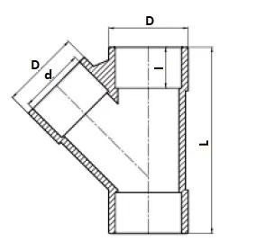 Фото Тройник равнопроходной клеевой 45° ПВХ IPS d75