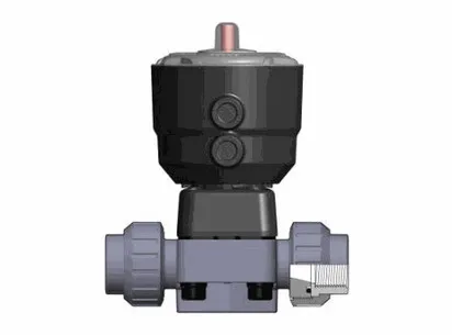 Мембранный клапан DK ПВХ с пневмоприводом НЗ, PN10, резьбовые окончания, EPDM, FIP R1'' (DN25)