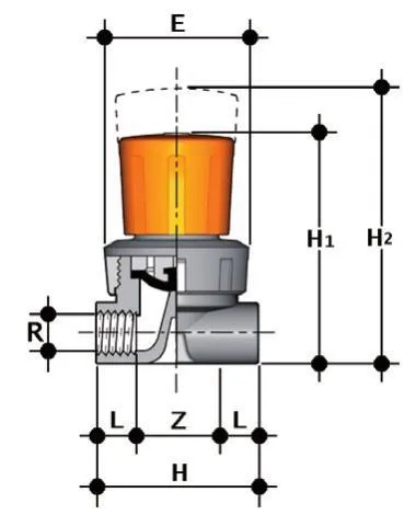 Фото Мембранный мини-клапан VMFV ПВХ c муфтовыми окончаниями c ВР, EPDM, FIP R1/4'' (DN8)