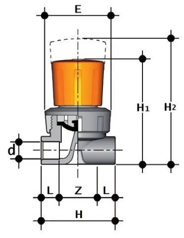 Фото Мембранный мини-клапан VMIV ПВХ c  муфтовыми окончаниями, EPDM, FIP d12 (DN8)