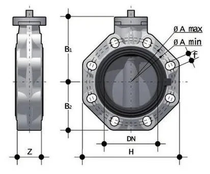 Фото Дисковый затвор ПВХ FKOVFM со свободным штоком, FKM, FIP d400 (DN400)