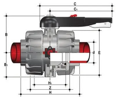 Фото Шаровой кран промышленного применения VKD С муфтовыми окончаниями (уплотнение EPDM) PP-H d110 (DN100)