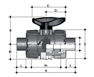 Фото Шаровой кран ПВХ промышленного применения VKD со втулочными окончаниями, EPDM, FIP d110 (DN100)