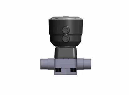 Мембранный клапан DK с пневмоприводом НЗ, PN6 с втулочными окончаниями (уплотнение EPDM/мембрана EPDM) PP-H d25 (DN20)