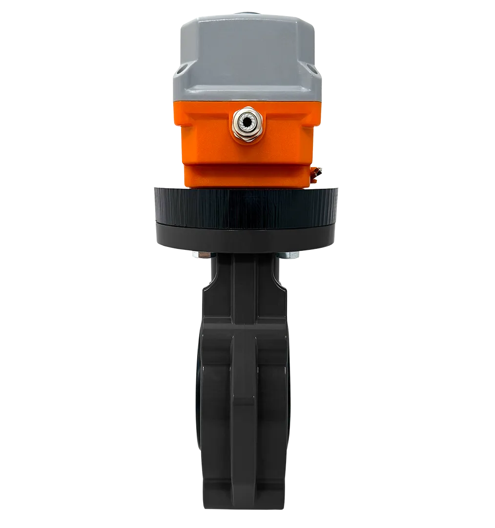 Дисковый затвор IFK ПВХ с электрическим приводом 24V DC, EPDM, IPS d90 (DN80) фотография