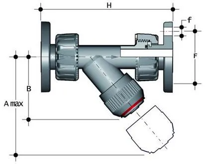 Фото Грязевой фильтр RV ХПВХ с фланцевыми окончаниями d20 (DN15)