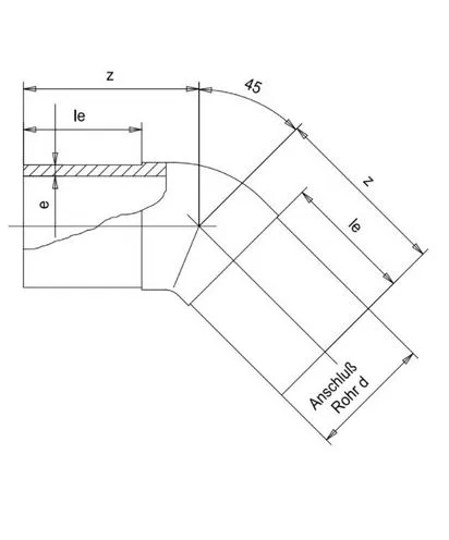 Отвод 45° PP-H Simona (PN10) d250 SDR11 PN10