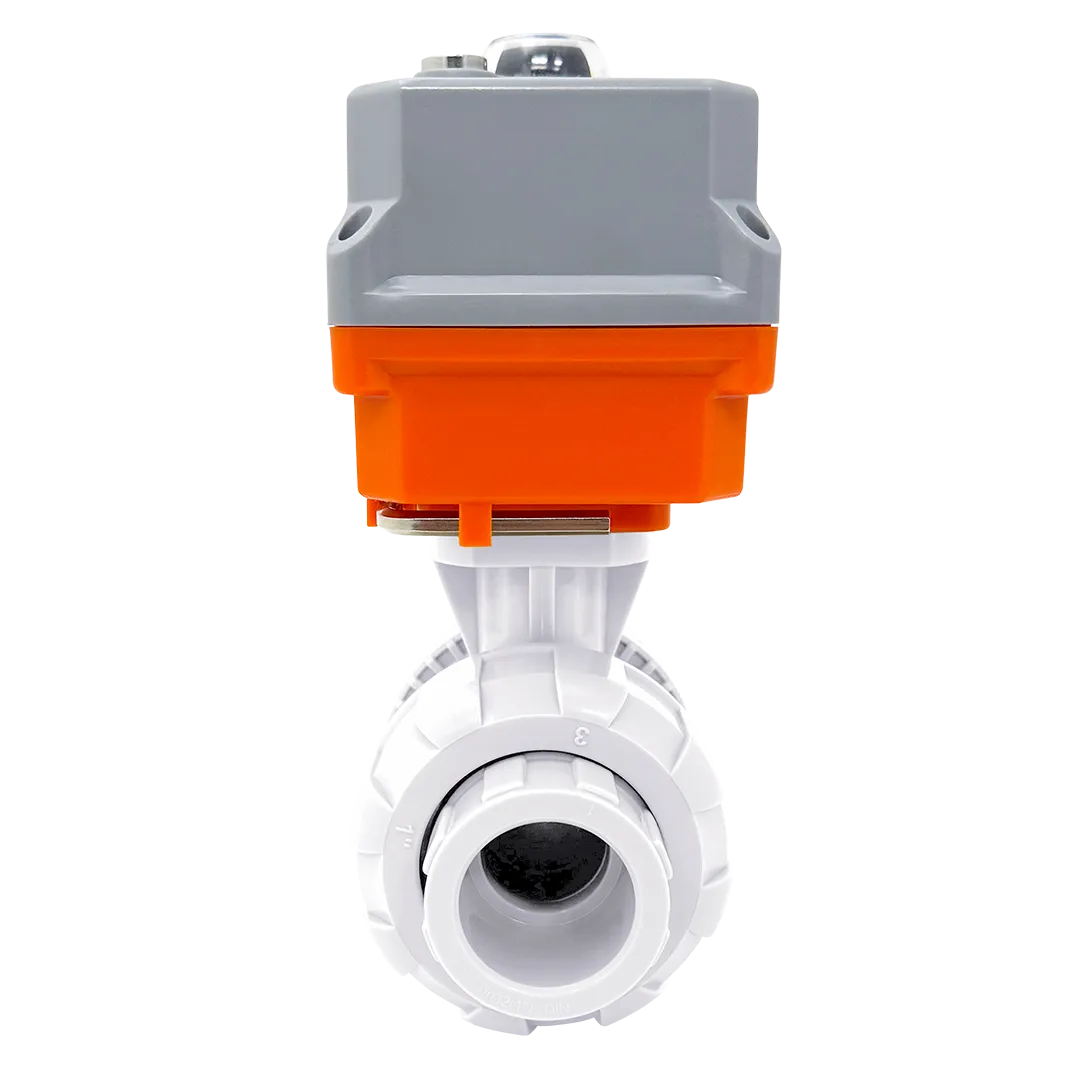 Фото Шаровой кран IVKD ПВДФ с эл.приводом 220V AC, муфтовые окончания, EPDM, IPS d50 (DN40)