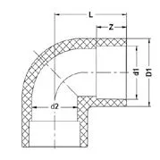 Фото Отвод для раструбной сварки 90° PP-H IPS PN10 d40
