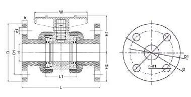Фото Кран шаровый ХПВХ фланцевые окончания промышленный EPDM IPS d90 (DN80)