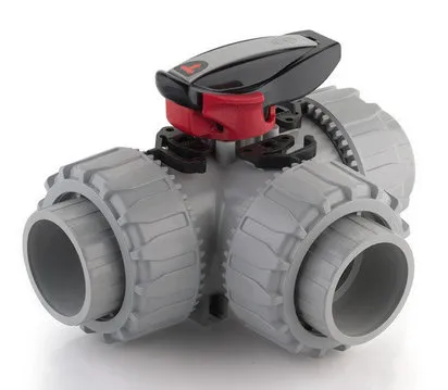 3-х ходовой шаровой кран TKD ХПВХ с муфтовыми окончаниями, Т-шар d25 (DN20)