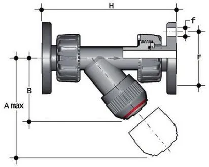 Фото Грязевой фильтр RVUOM с фланцевыми окончаниями (уплотнение FKM) PP-H d25 (DN20)