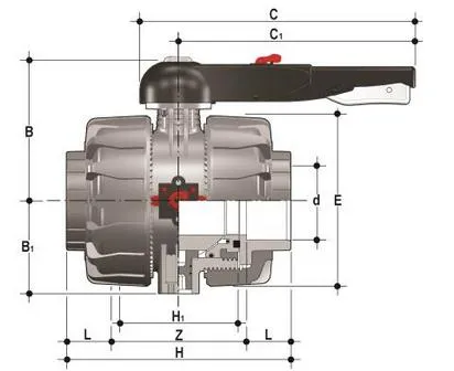 Фото Шаровой кран промышленного применения VKD ХПВХ с муфтовыми окончаниями, DN65-100 d90 (DN80)